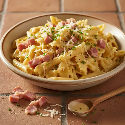 French Carbonara Pasta with Ham
