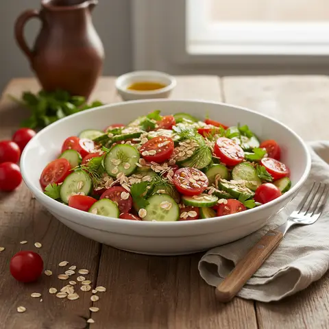 Tomato, Cucumber, and Oat Salad