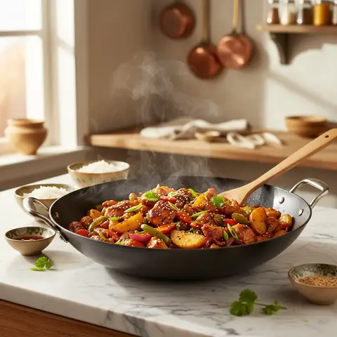 Chicken Wok with Apples and Carrots