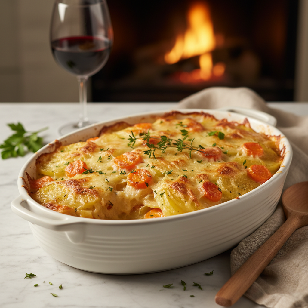 Gratin de pommes de terre et carottes
