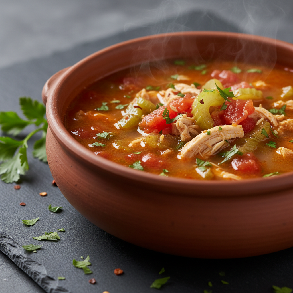 Soupe de poulet harira légère