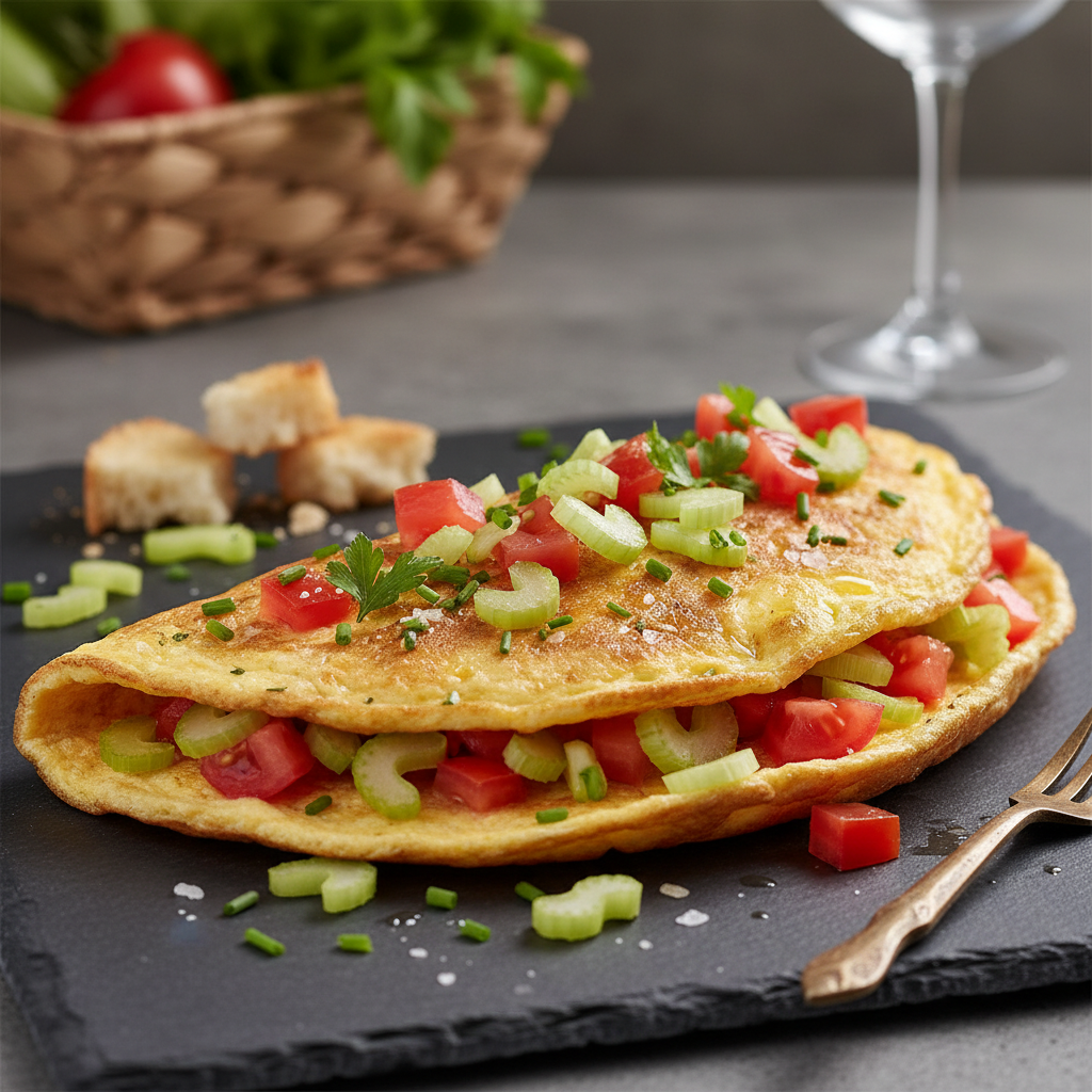 Omelette aux Tomates et Céleri