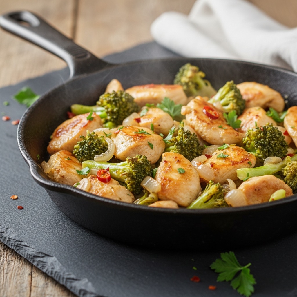Poêlée de poulet et brocoli