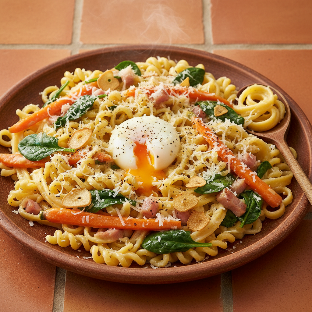 Pâtes à la carbonara de légumes