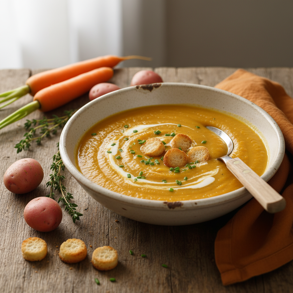 Soupe velouté de pomme de terre et carotte