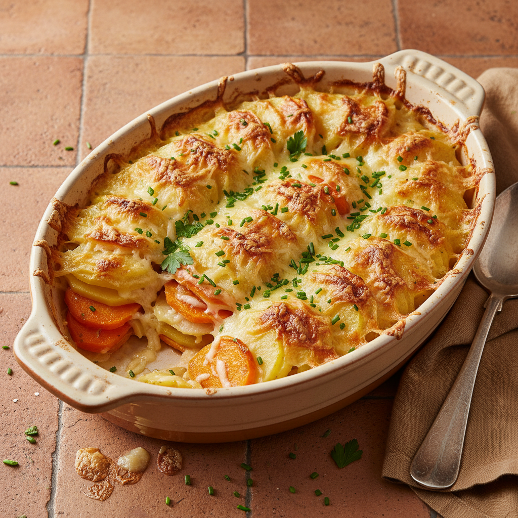Gratin de pommes de terre et carotte