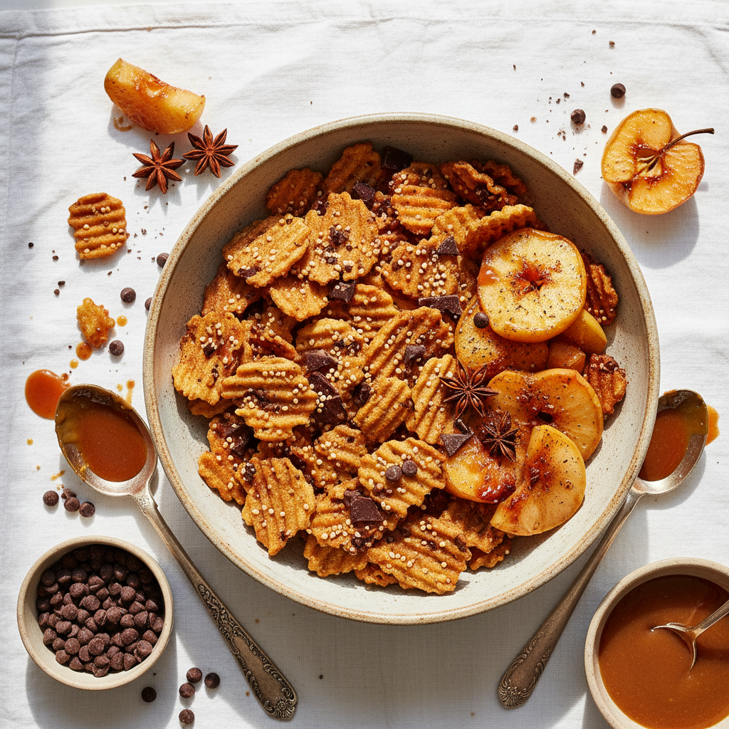 Chips de Quinoa-Chocolat et Pommes Rôties