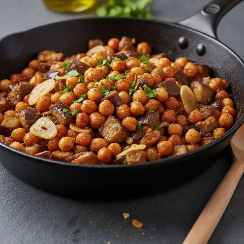 Mediterranean Chickpea and Eggplant Wok
