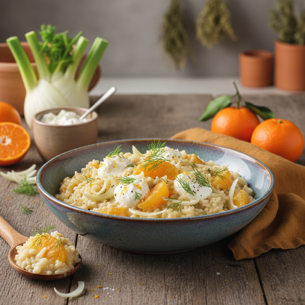 Risotto aux Clémentines, Fenouil et Fromage Blanc