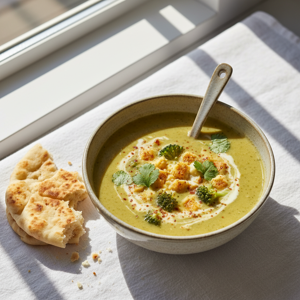 Soupe Crémeuse Brocoli-Fromage à l'Indienne