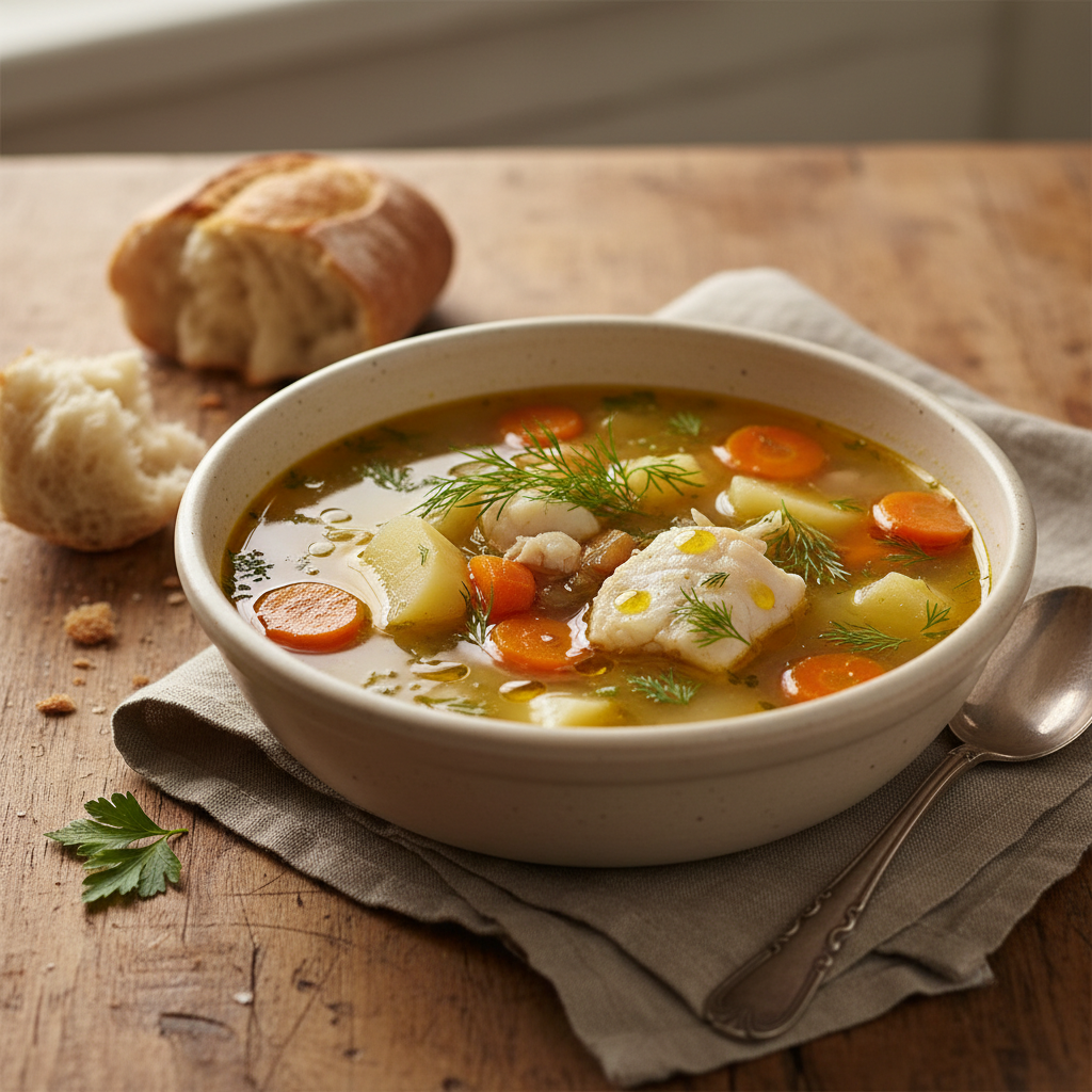 Soupe de légumes et poisson
