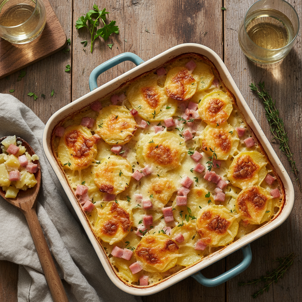 Gratin de pommes de terre au jambon