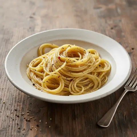 Spaghetti mit Öl und Pfeffer