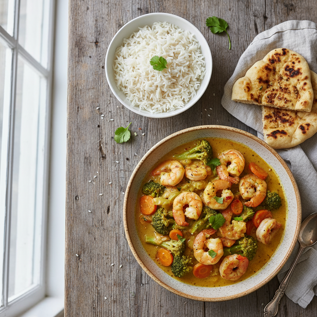 Curry de Crevettes et Légumes