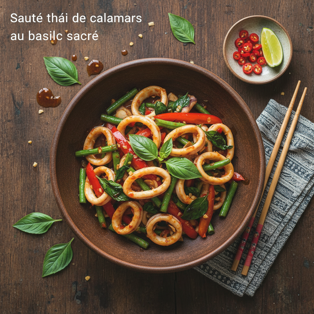 Sauté thaï de calamars au basilic sacré