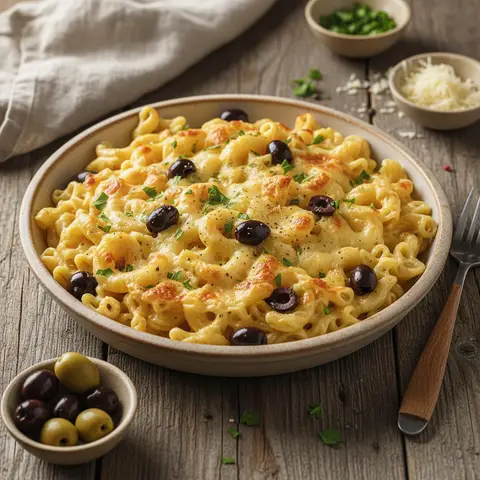 Pasta mit Gruyère und Oliven