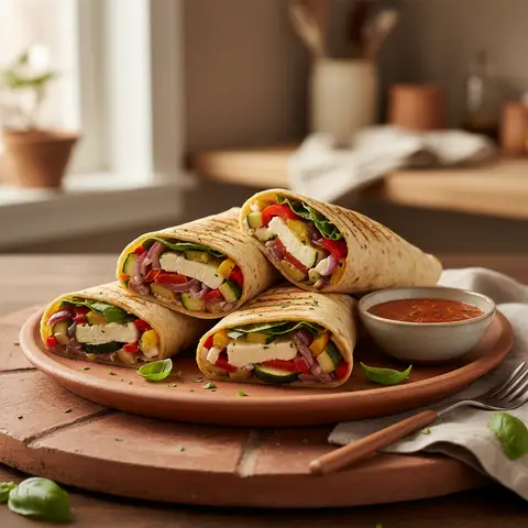 Wraps mit gegrilltem Gemüse und Käse
