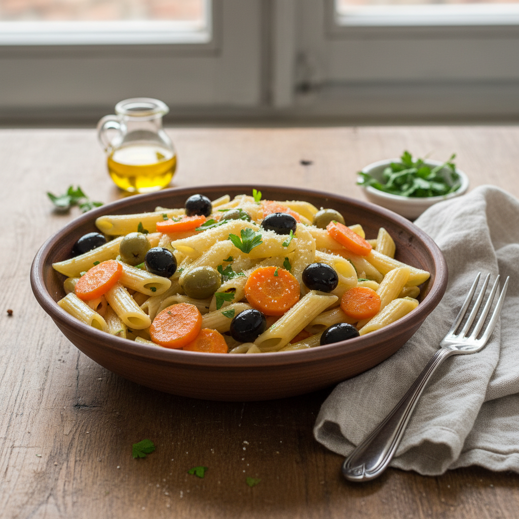 Pâtes aux Olives et Carrots