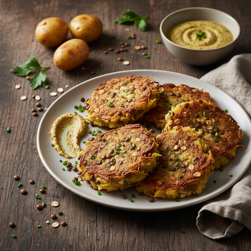 Galettes de Pommes de Terre et Lentilles à la Moutarde