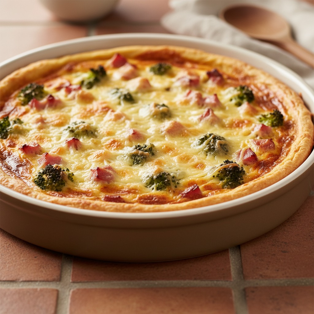Quiche sans Pâte au Gruyère, Jambon et Brocoli