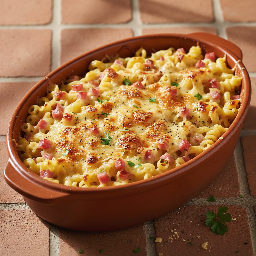 Gratin de Pâtes au Jambon Simplifié