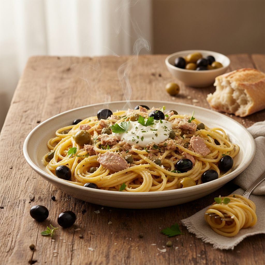 Pâtes au thon et olives