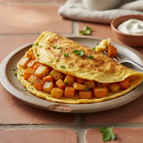 Omelett mit Karotten und Kartoffeln