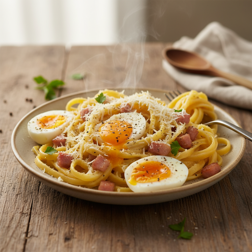 Pâtes à la Carbonara Simplifiée avec Oeufs et Gruyère