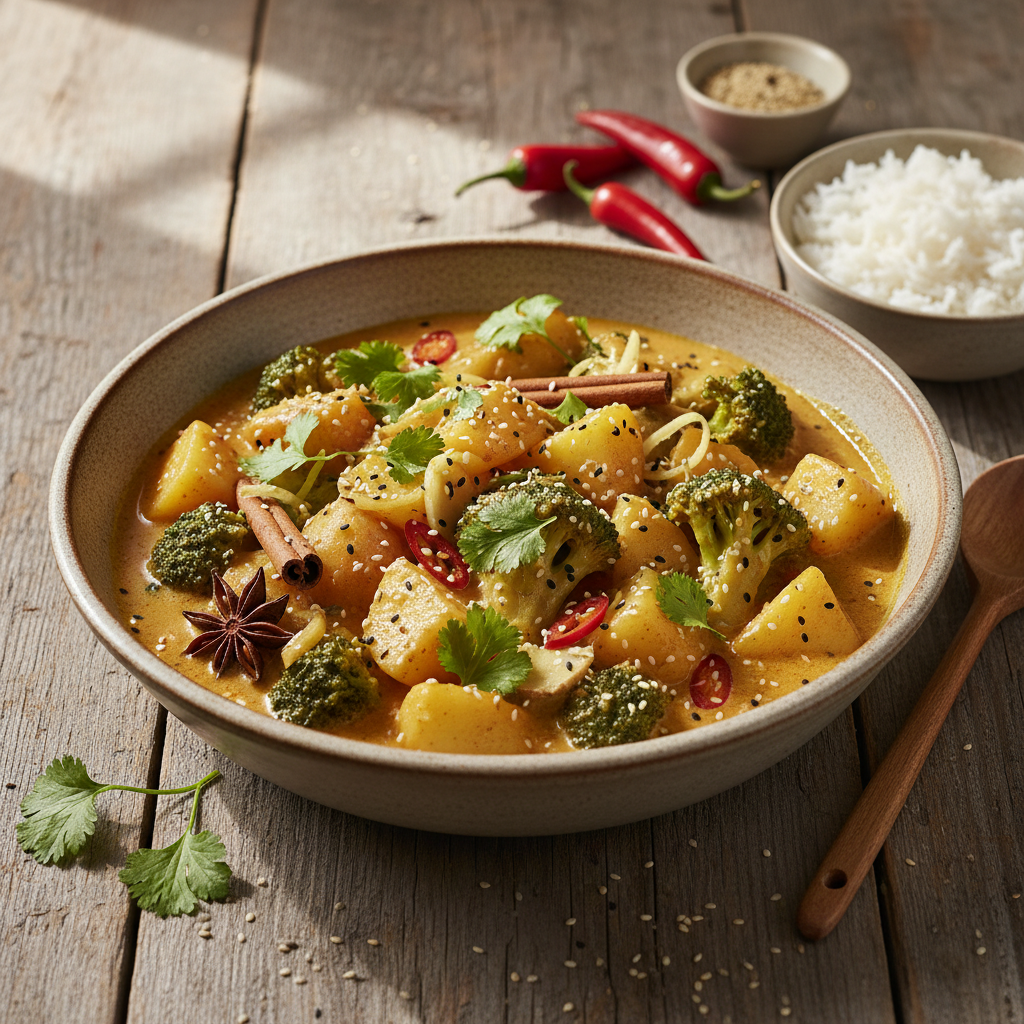 Curry Asiatique de Pommes de Terre et Brocoli
