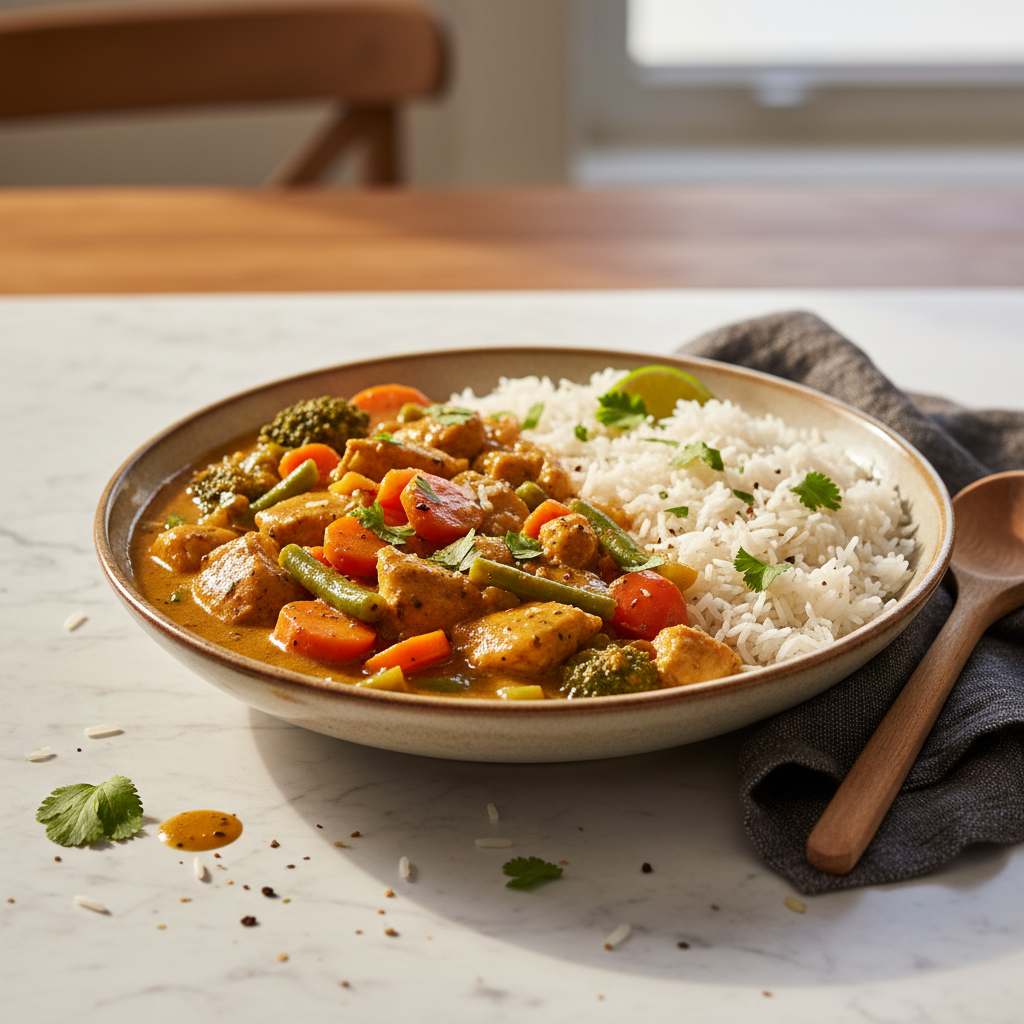 Curry de Poulet aux Légumes avec Riz