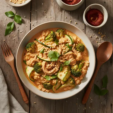 Thai Chicken Bowl with Coconut Milk and Broccoli