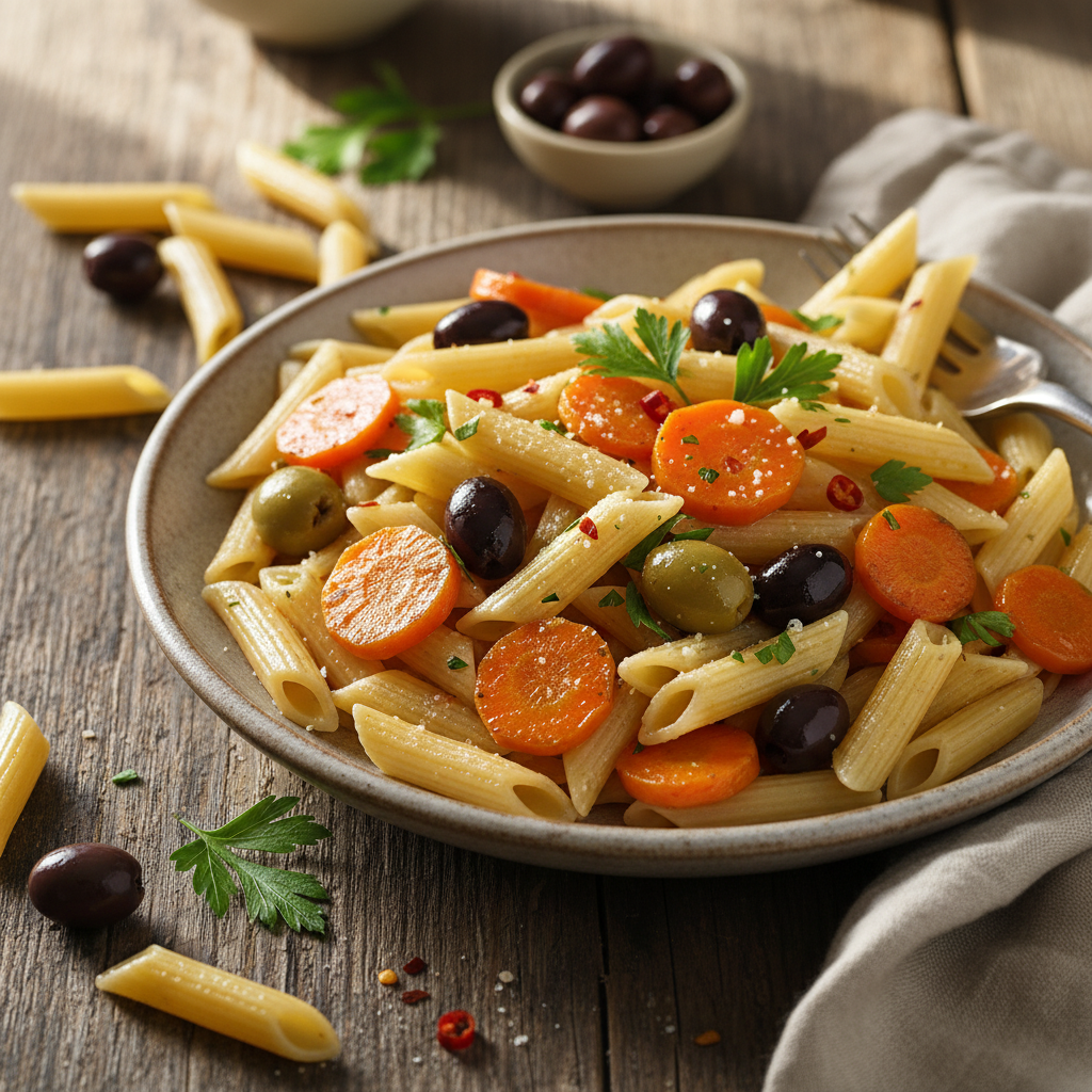 Penne aux Olives et Carottes