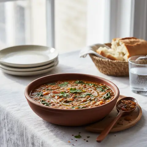 Linsen- und Spinat-Suppe
