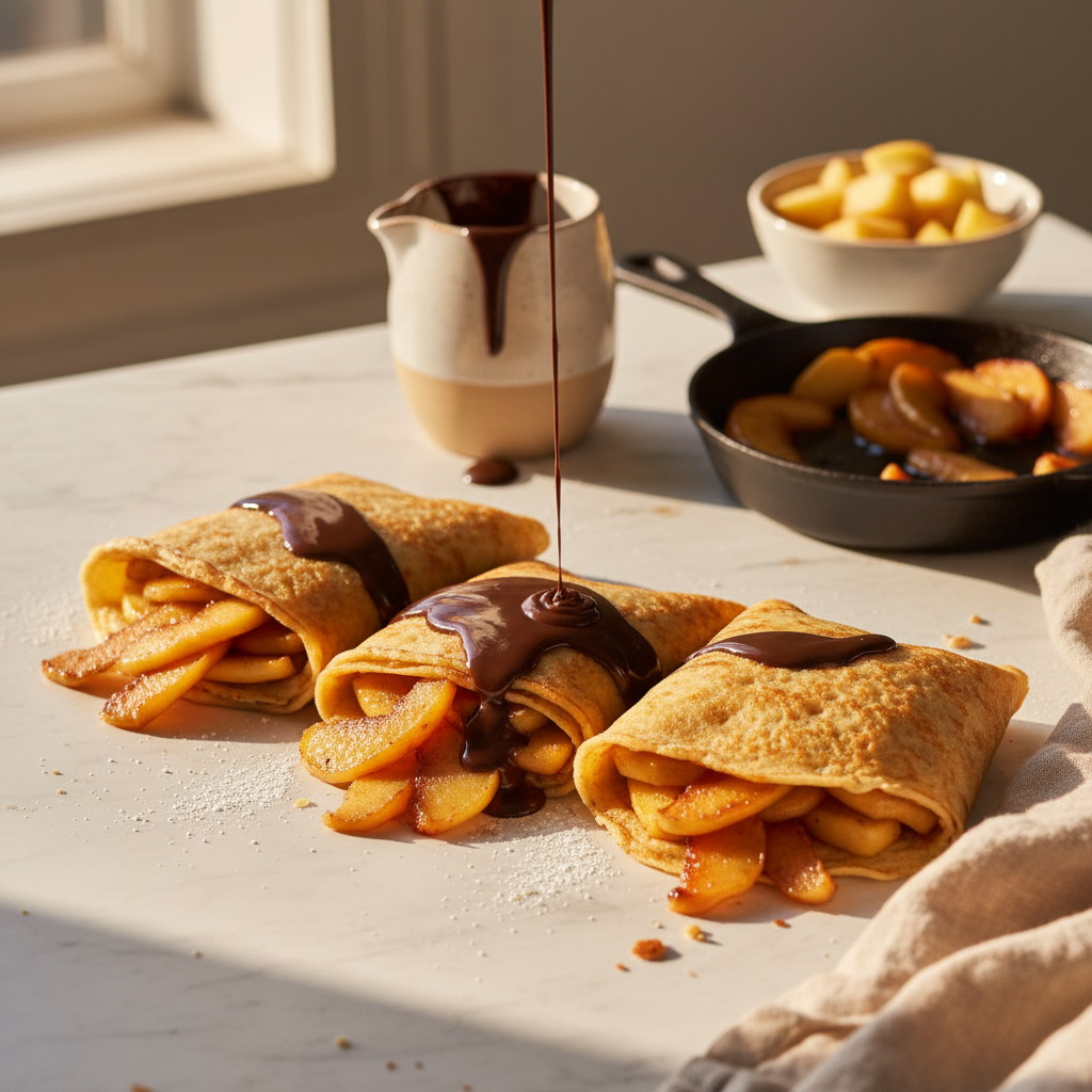 Crêpes aux Pommes et Chocolat