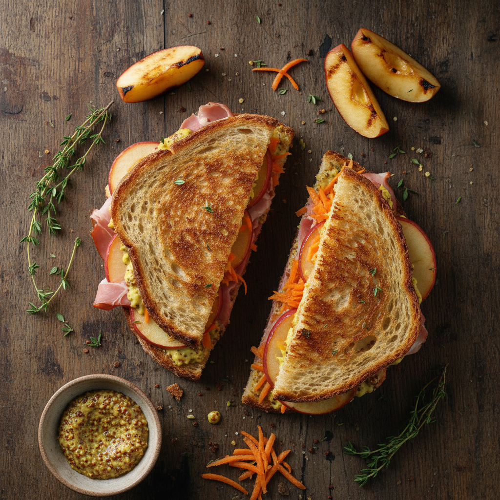 Sandwich Gourmand Jambon-Carotte-Pomme Grillé