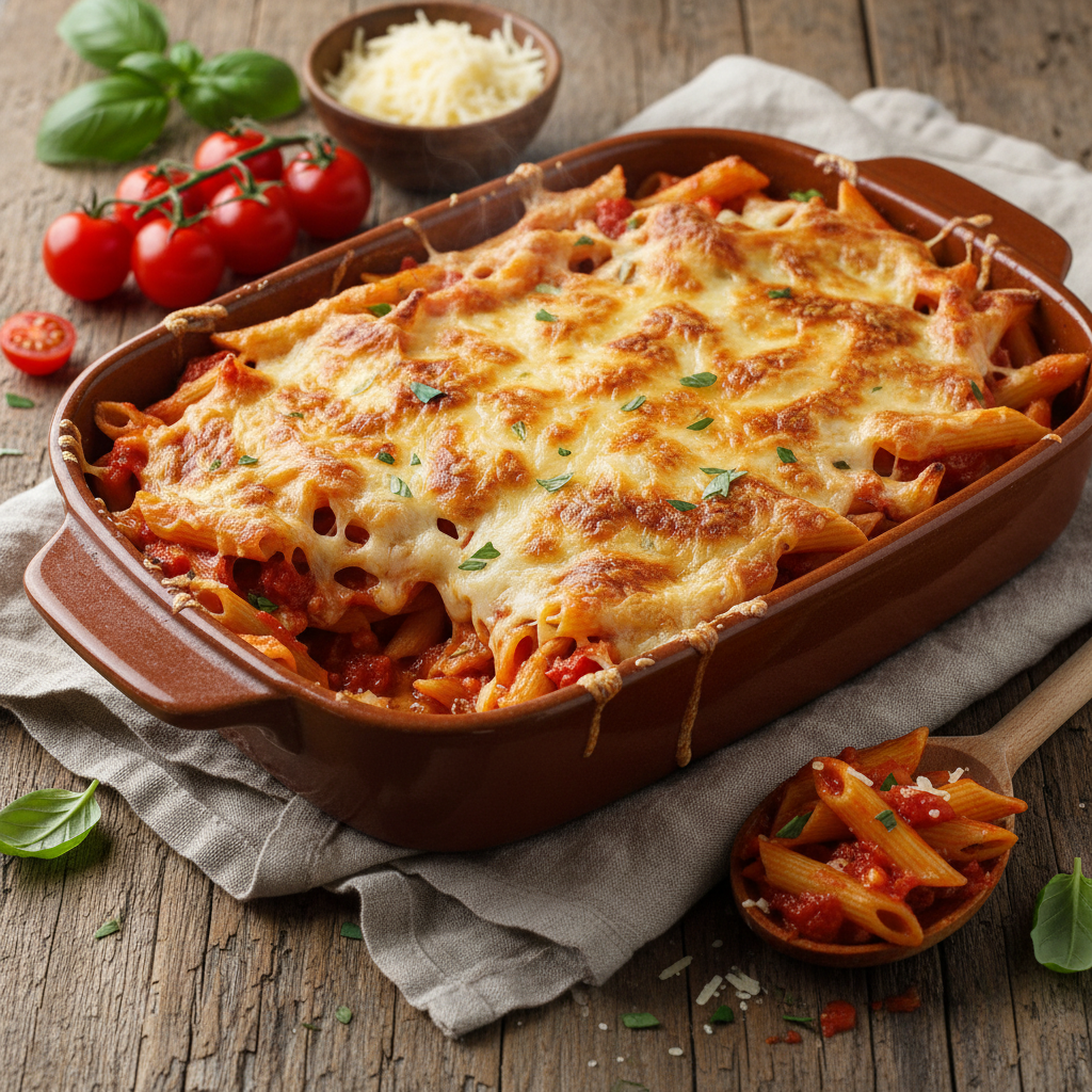 Gratin de Penne aux Tomates et Gruyère