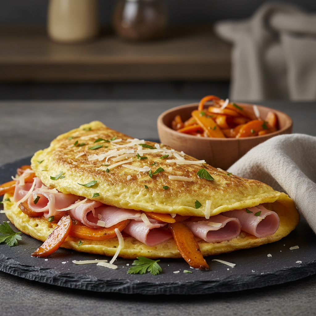 Omelette Jambon-Fromage aux Carottes