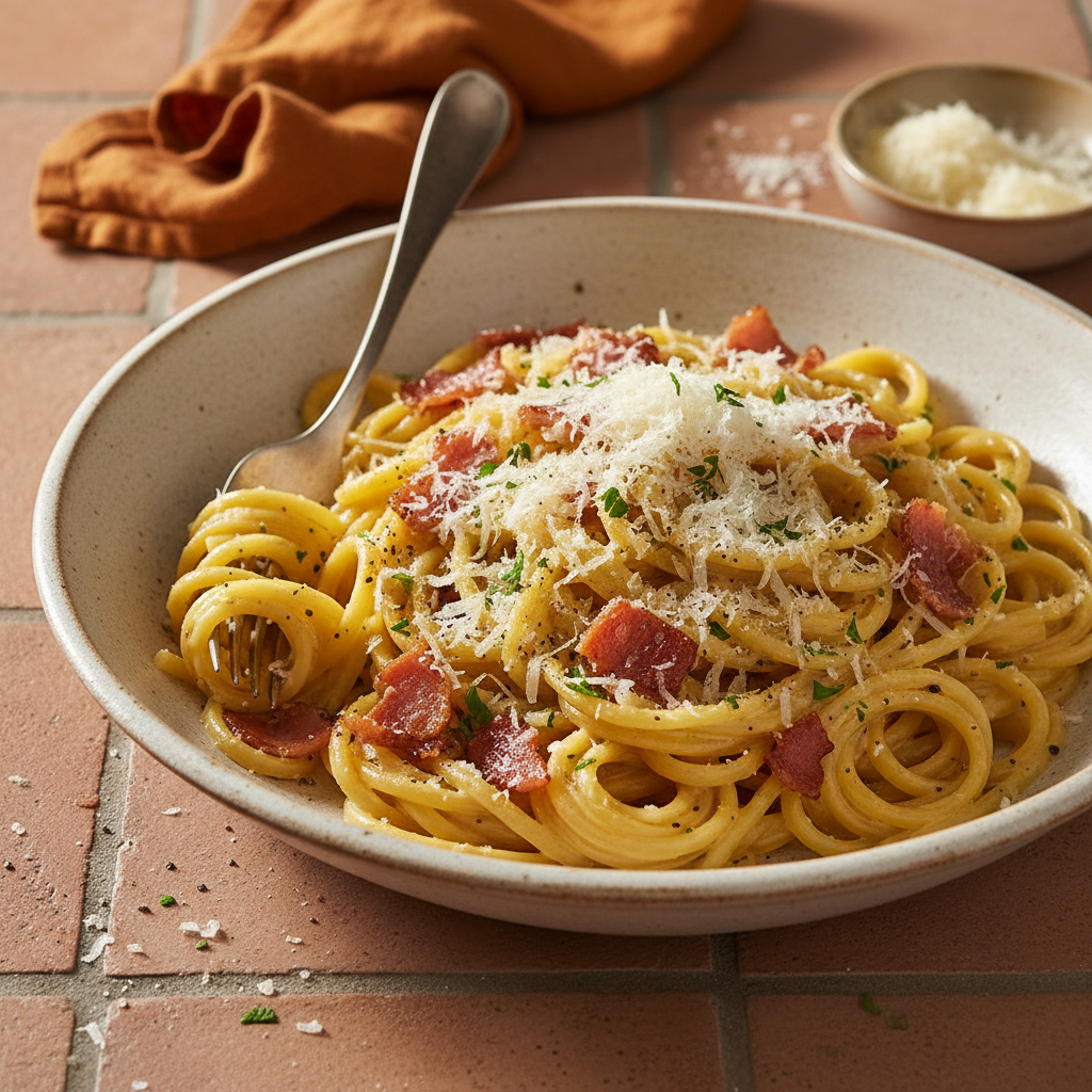 Pâtes Carbonara Jambon et Parmesan