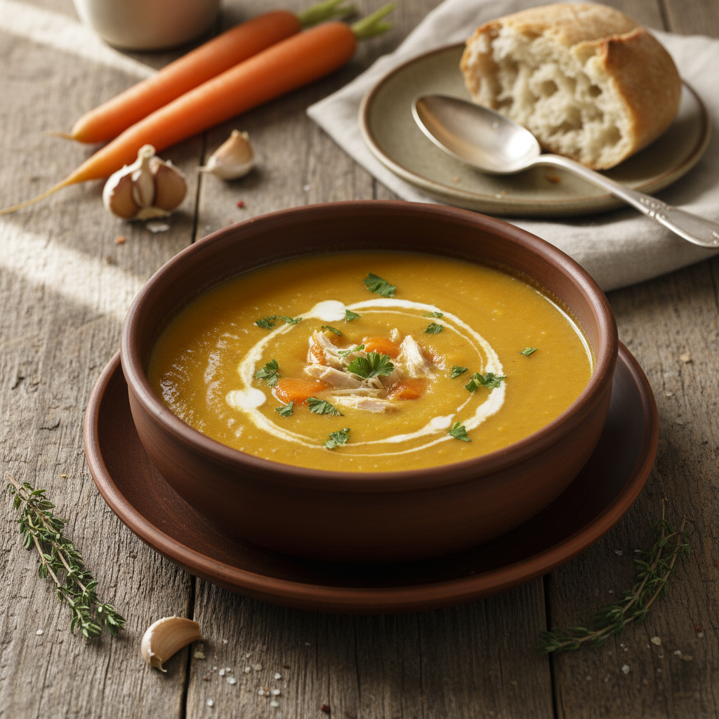 Soupe velouté poulet-carotte