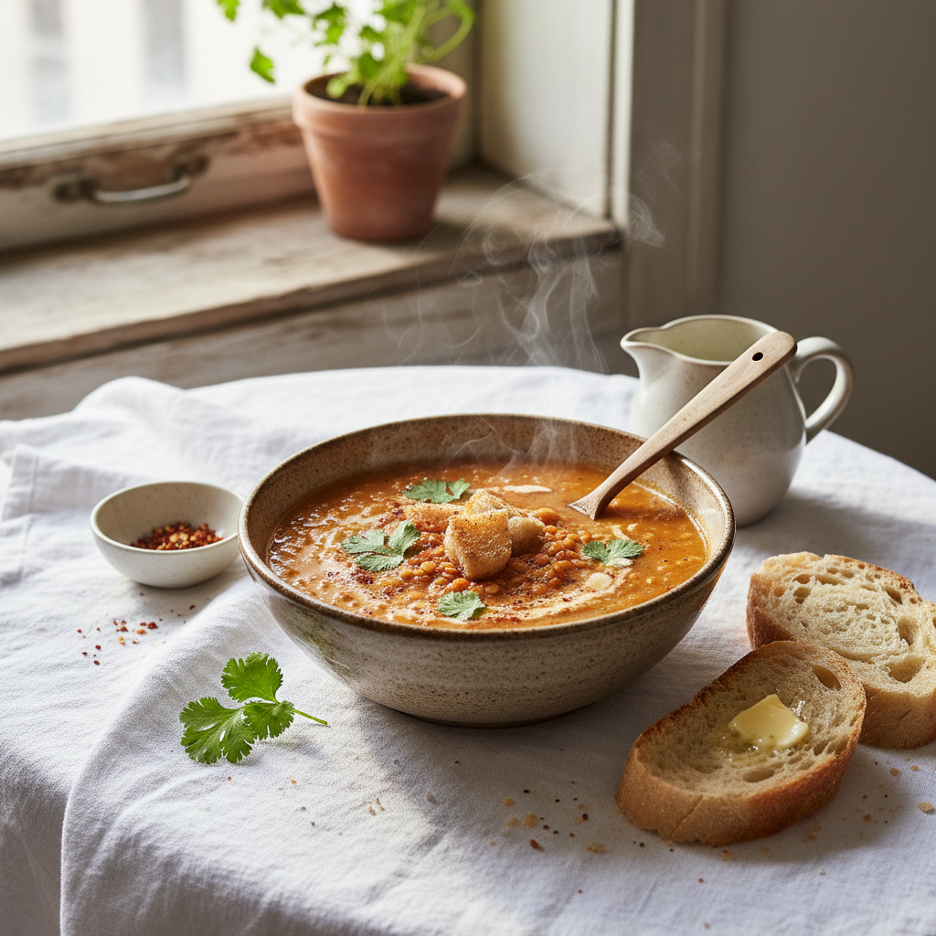 Soupe de lentilles corail réconfortante