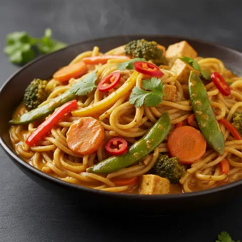 Gemüse-Curry mit asiatischen Nudeln