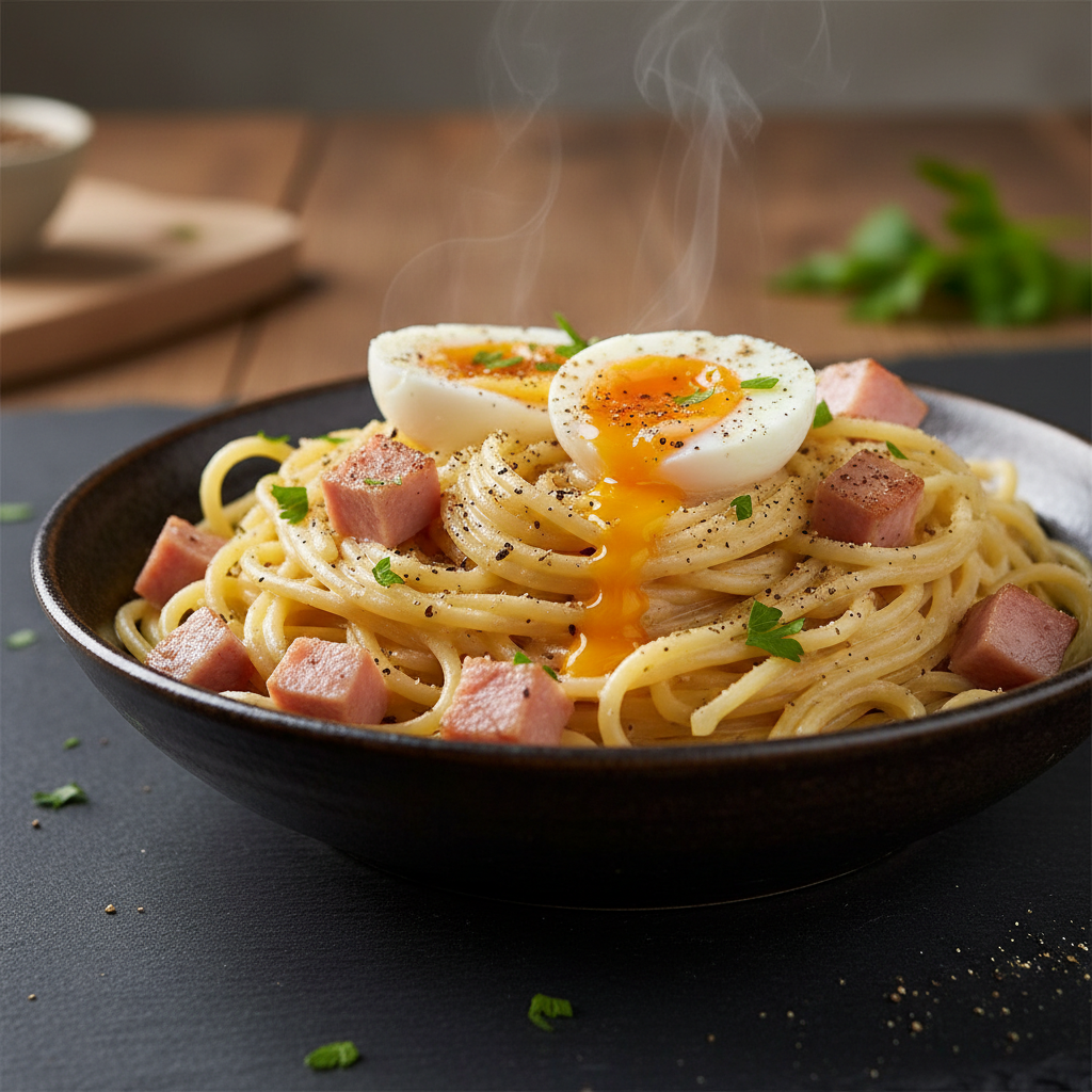 Pâtes à la Carbonara Simplifiée avec Œufs et Jambon