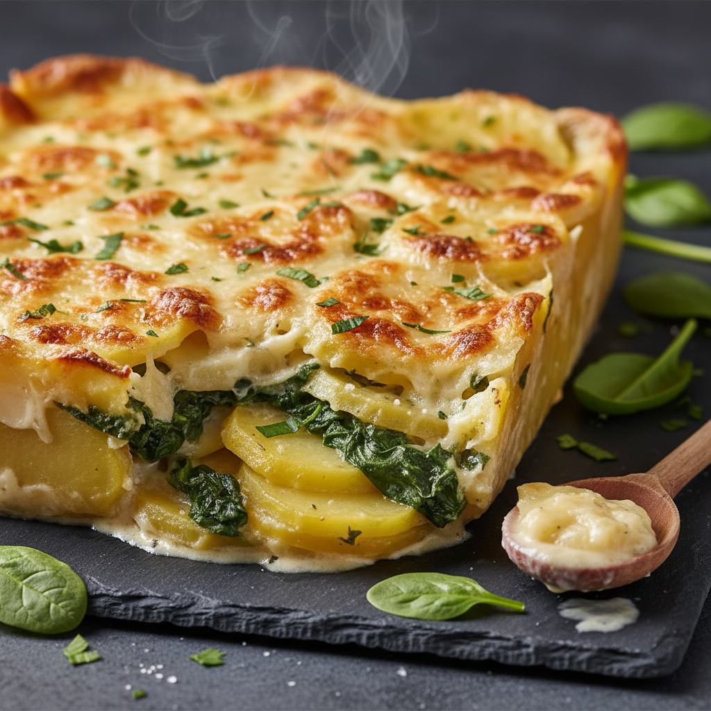Gratin de pommes de terre aux épinards