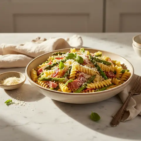 Pasta with Asparagus and Ham