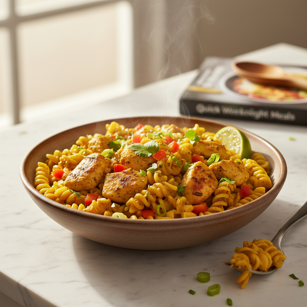 Pâtes au Curry et Poulet