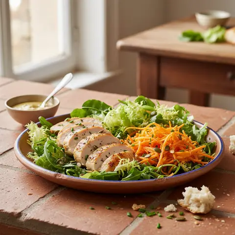Gemischter Salat mit Hähnchen und Karotten