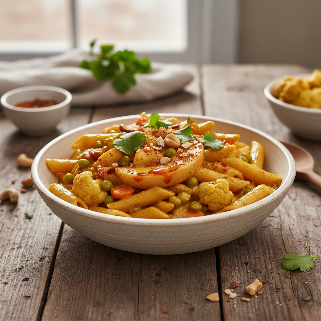 Curry Végétarien de Pâtes et Pommes