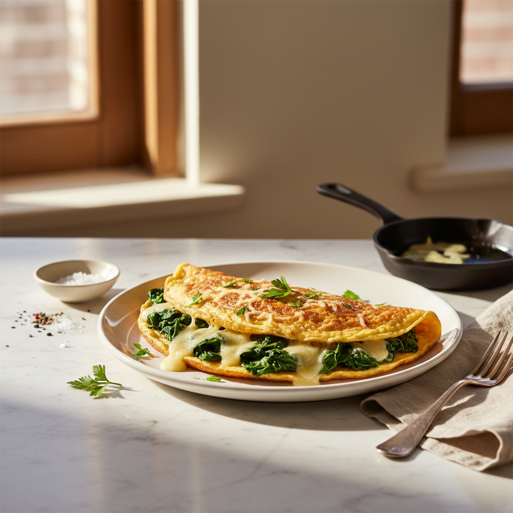 Omelette aux Épinards et Gruyère