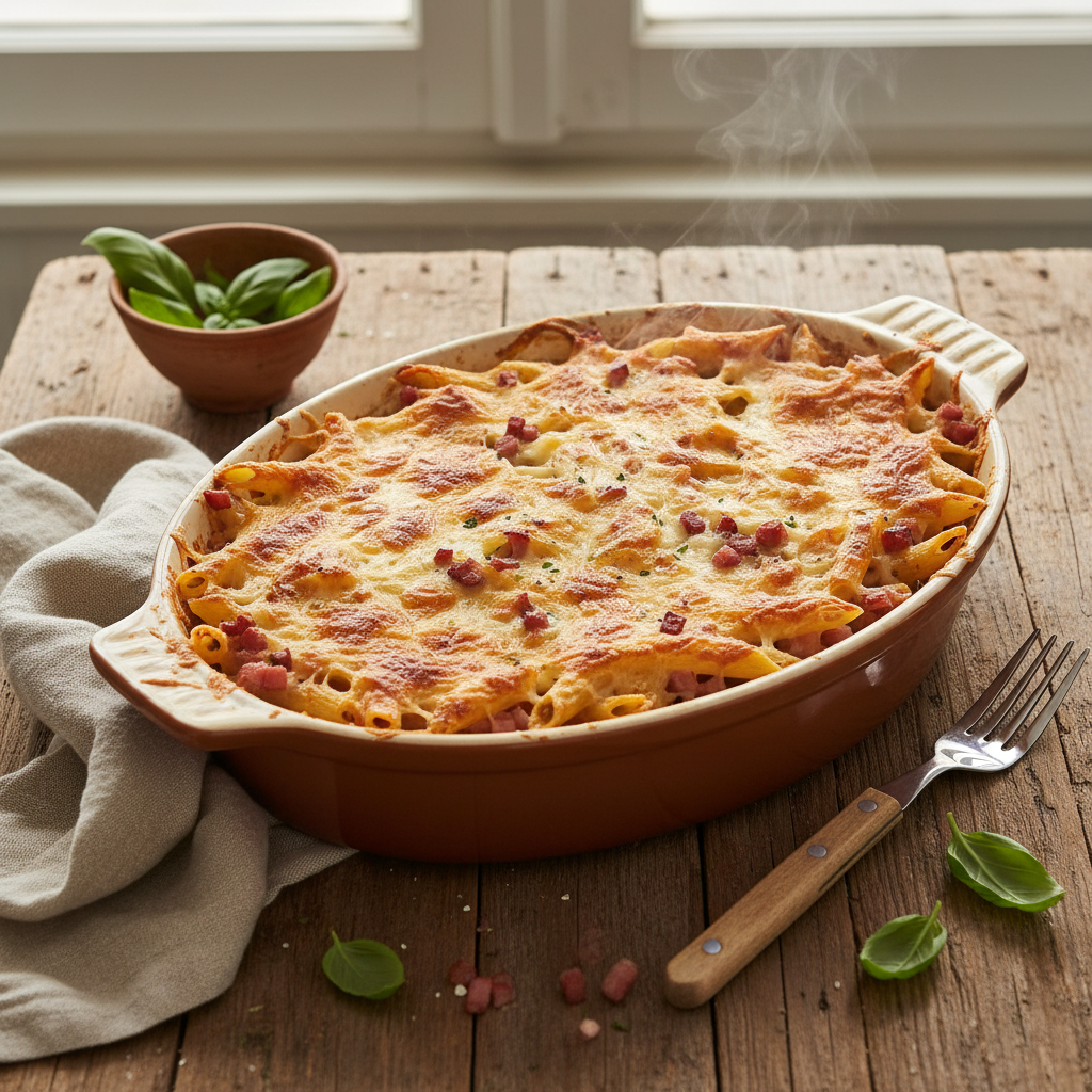 Penne al Forno aux Trois Fromages et Jambon
