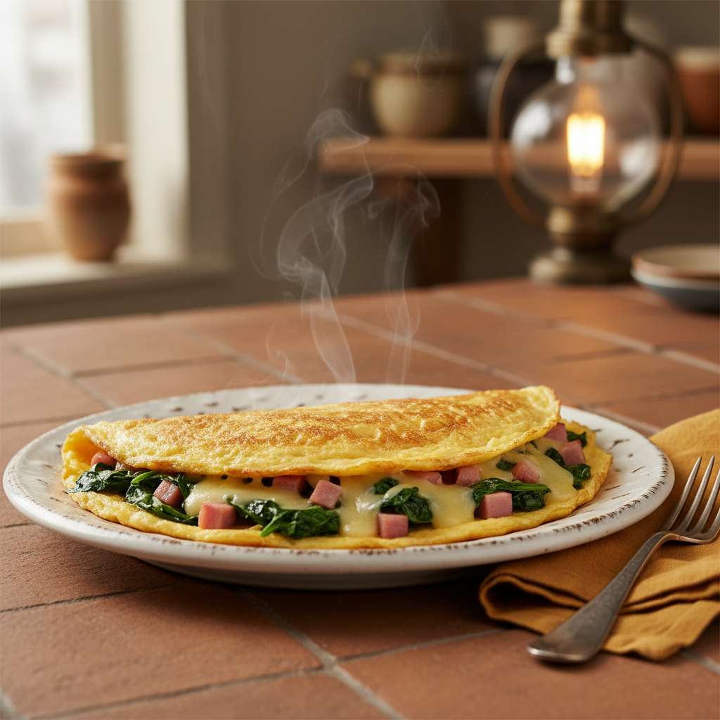 Omelette Epinards Jambon Gruyère